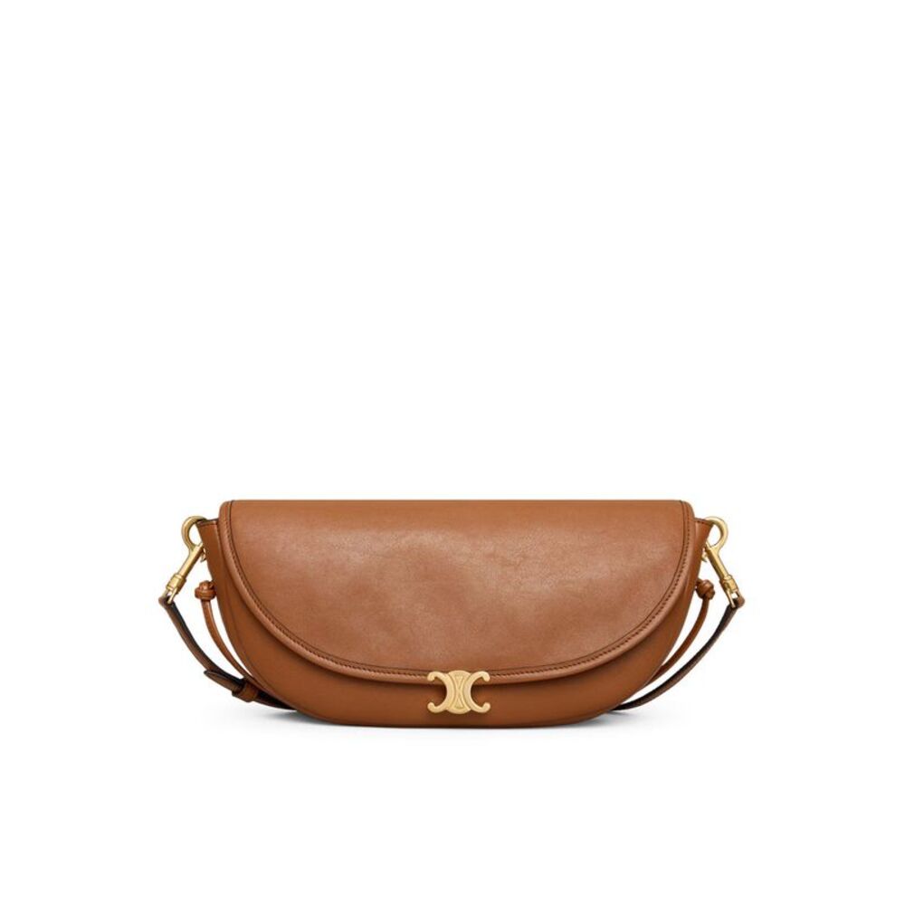 Celine Women Small Crescent Soft Triomphe In Soft Shiny Lambskin
